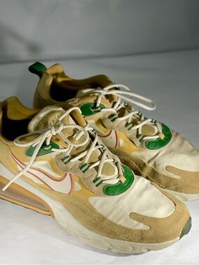 Nike Air Max 270 React Wheat Gold Green Red Sneakers
